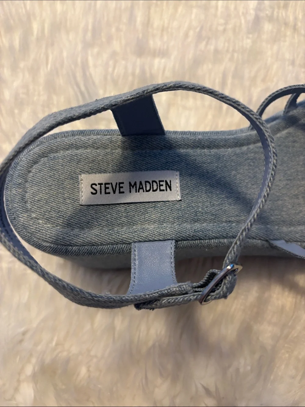 Steve Madden Crazy 30 Denim Platform Wedge Sandals Sz 11